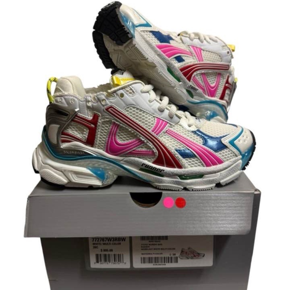 Balenciaga Runner Track Sneakers Platform White Pink Red IT39 W39 Women Trainers - Picture 4 of 9